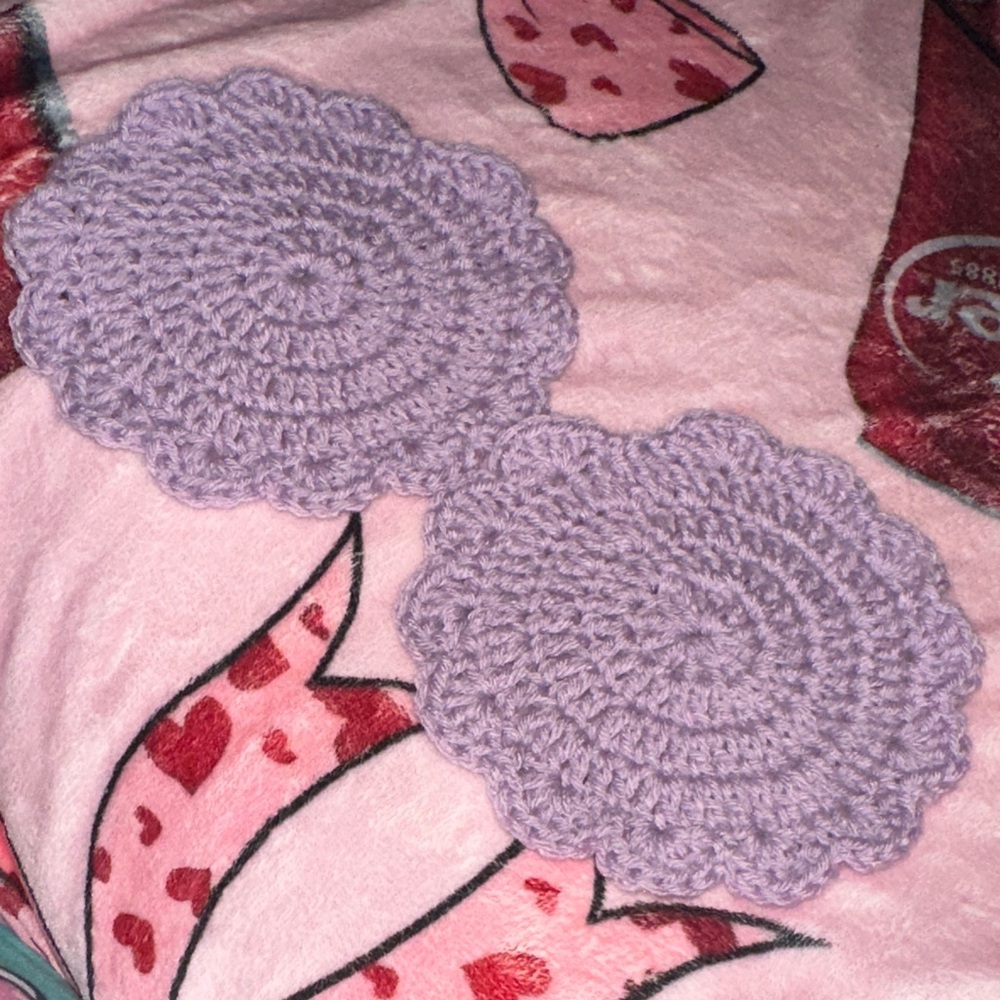 Handmade XL Lavender Crochet Flower Coasters
